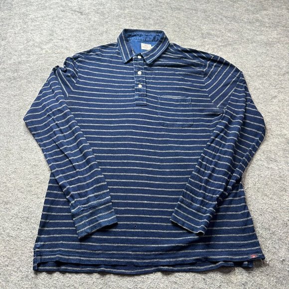Faherty Shirts Faherty Polo Shirt Men M Blue Striped Long Sleeve